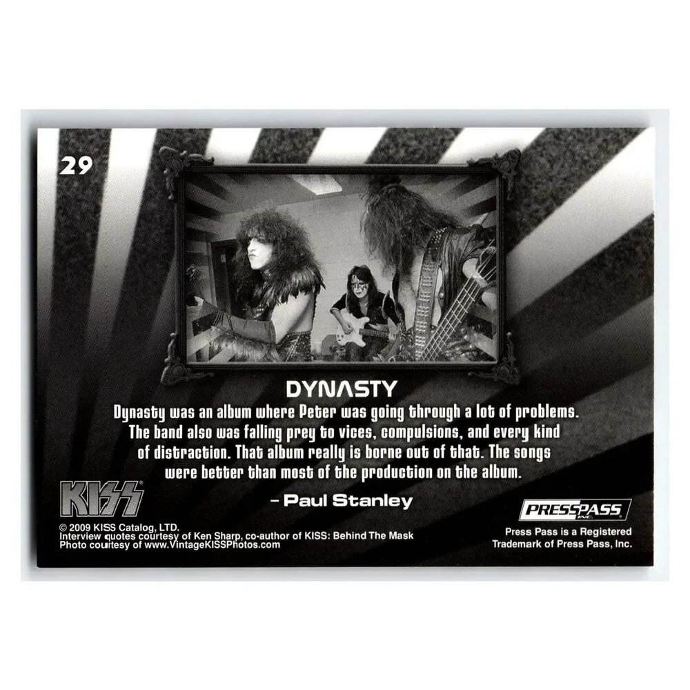KISS Dynasty Paul Stanley 2009 Press Pass #29 Music Card